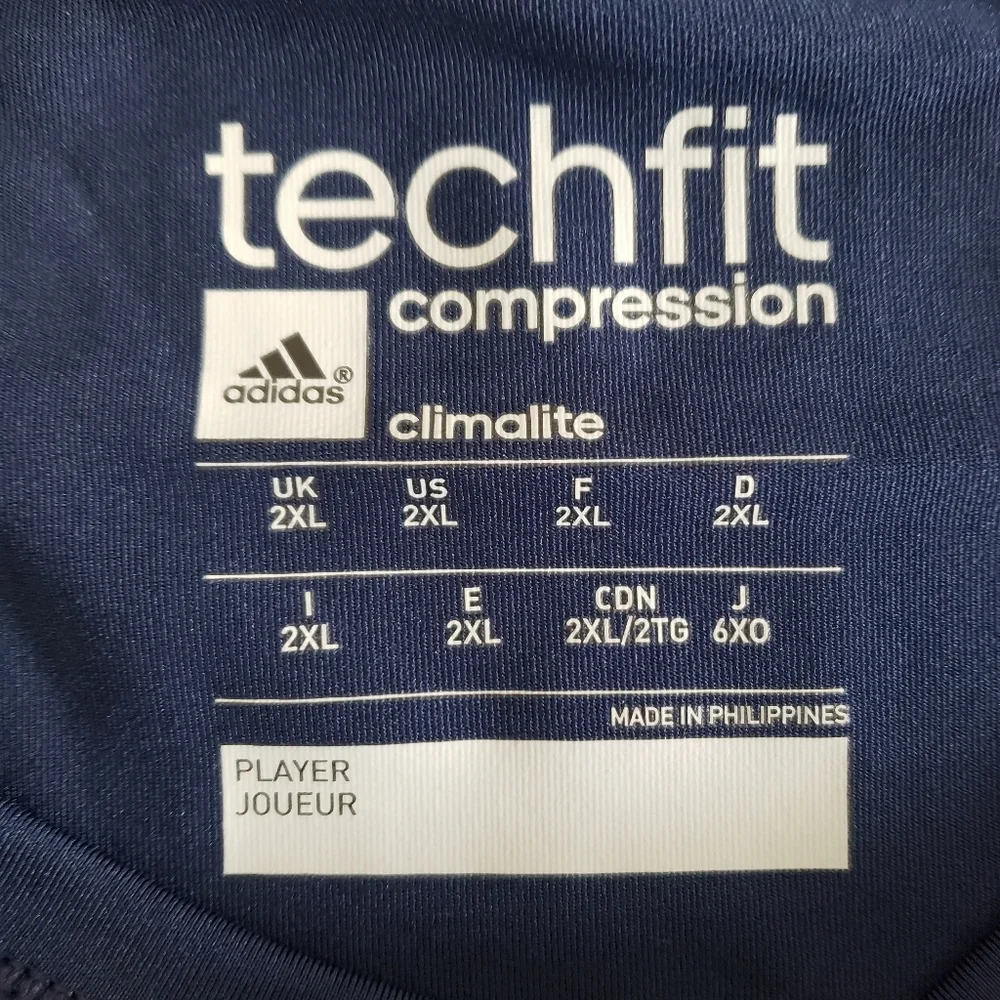 Adidas Navy Climalite Techfit Base Layer Compression Top 2XL Stretch Muscle Tank
